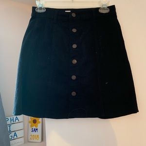 Black denim skirt